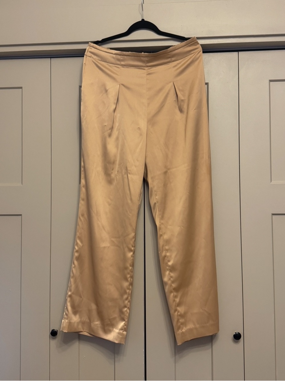 Anne Klein Satin Wide Leg Pants Gold Champagne Size L